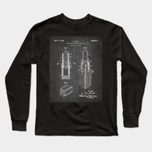 Lipstick Patent - Makeup Artist Beauty School Art - Black Chalkboard Long Sleeve T-Shirt